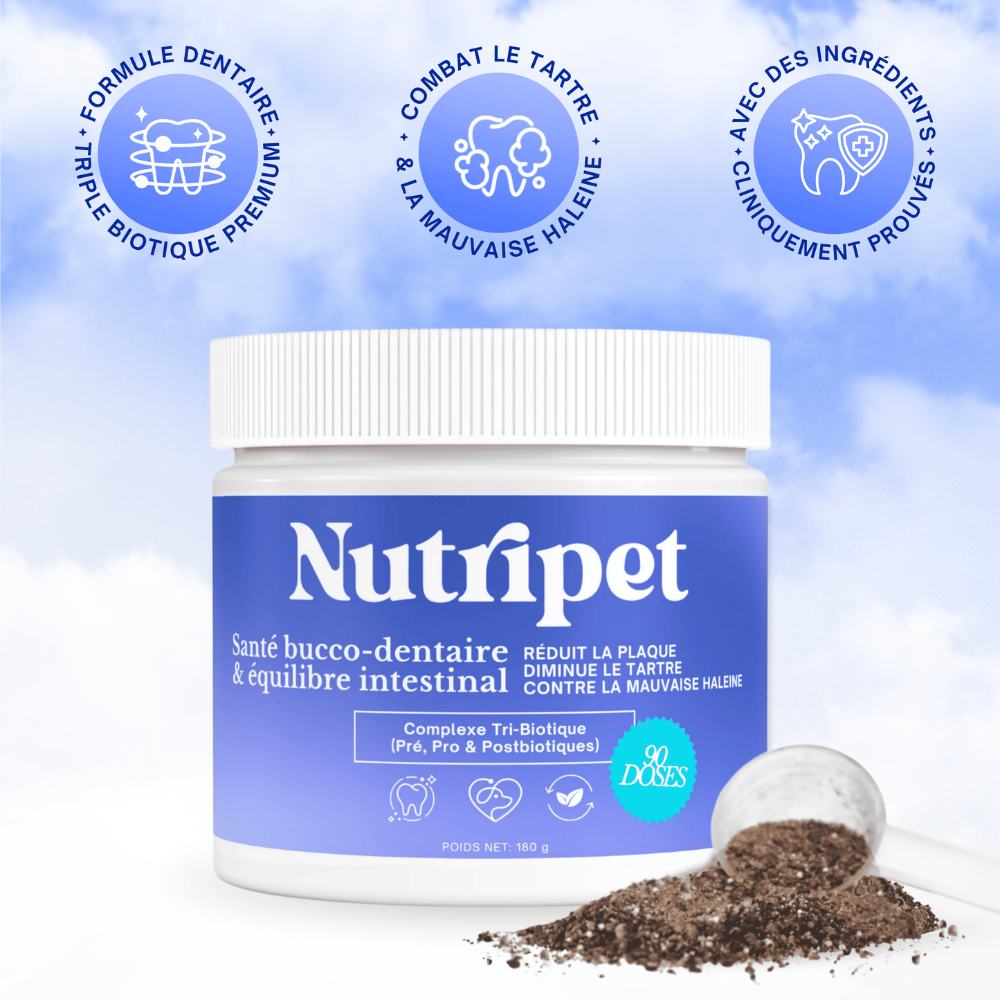 Poudre Dentaire 3 en 1 : Dents, Haleine & Gencives